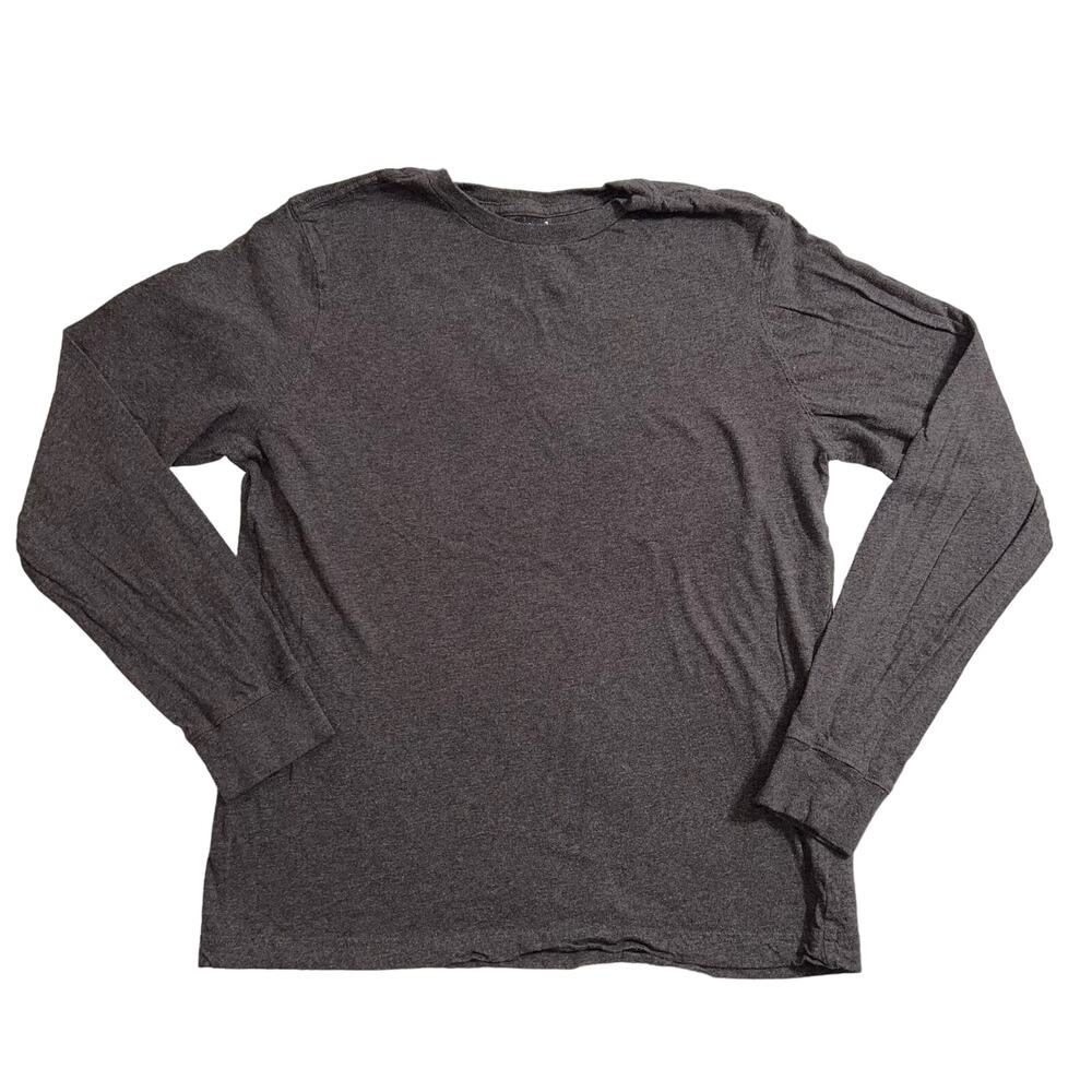 George Mens T Shirt Long Sleeves Pullover Crew Neck Solid Black Small 34 36